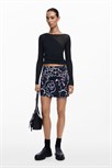 sukně Desigual Flowers miniskirt azul oscuro