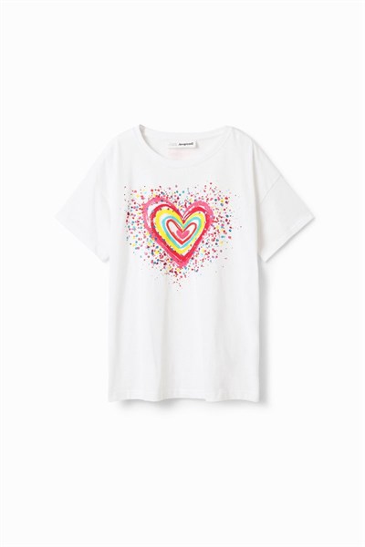 tričko Desigual Heart blanco