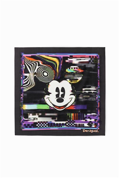 šatka Desigual Mickey Glitch Square negro