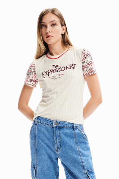 tričko Desigual Expressionist crudo