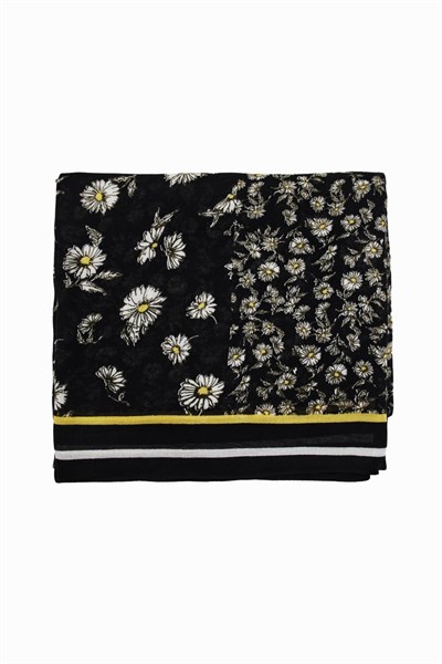 šátek Desigual Mixing Flower Rectang negro
