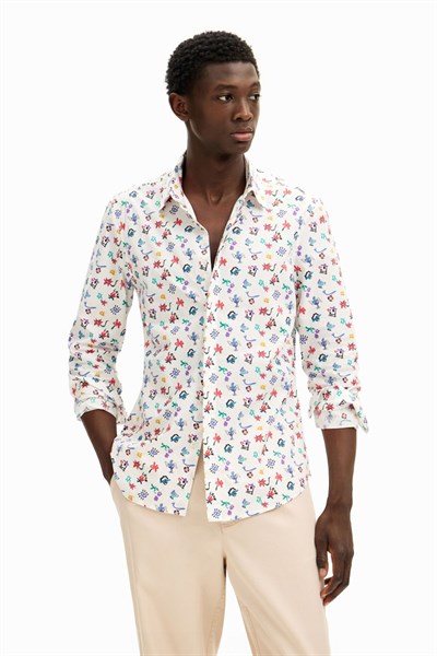 košeľa Desigual Shirt with floral print blanco