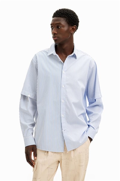 košile Desigual Deconstructed long-sleeve shirt twilight blue