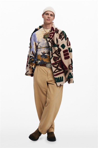 nohavice Desigual Pants with Pockets camel