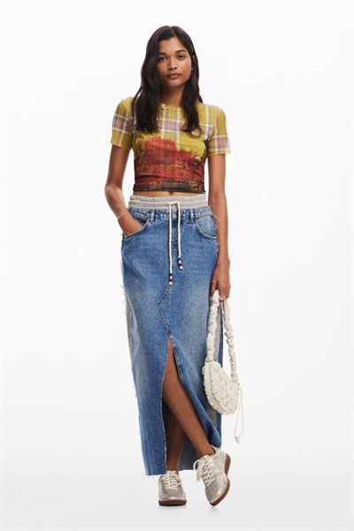 sukně Desigual Pekin denim medium wash