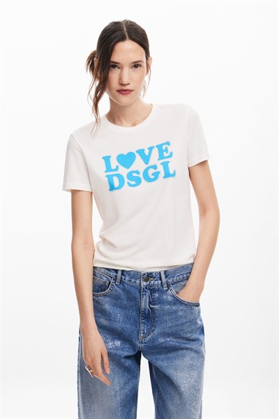 tričko Desigual Love blanco