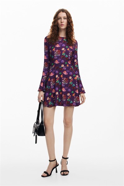 šaty Desigual Flower Scrib lila flandes