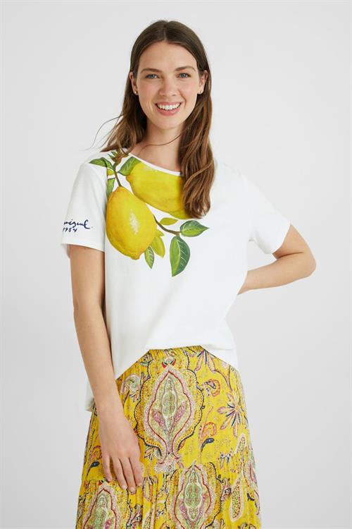 tričko Desigual Lemons blanco