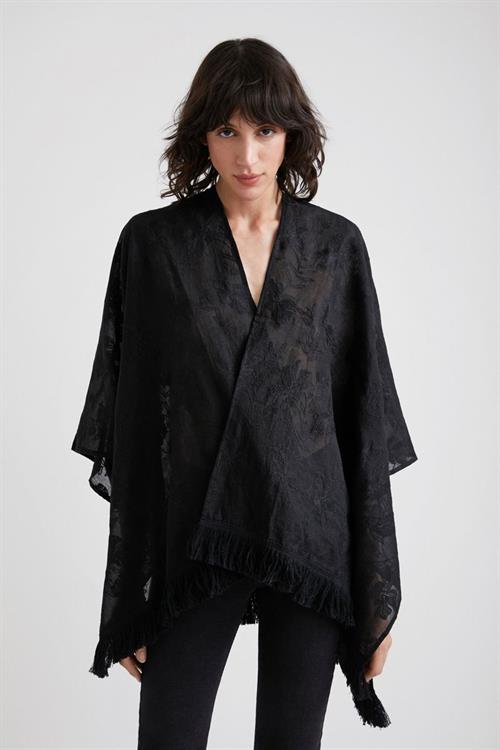 plážové kimono Desigual Matching Embro Cla negro