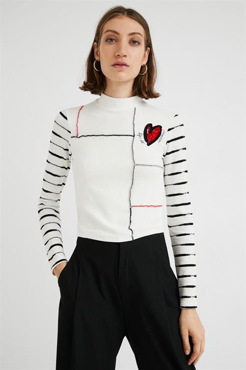 tričko Desigual Heart blanco