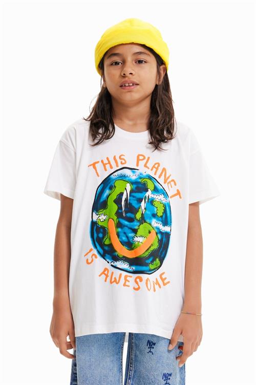 tričko Desigual Planet blanco