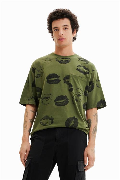 tričko Desigual Broke verde militar