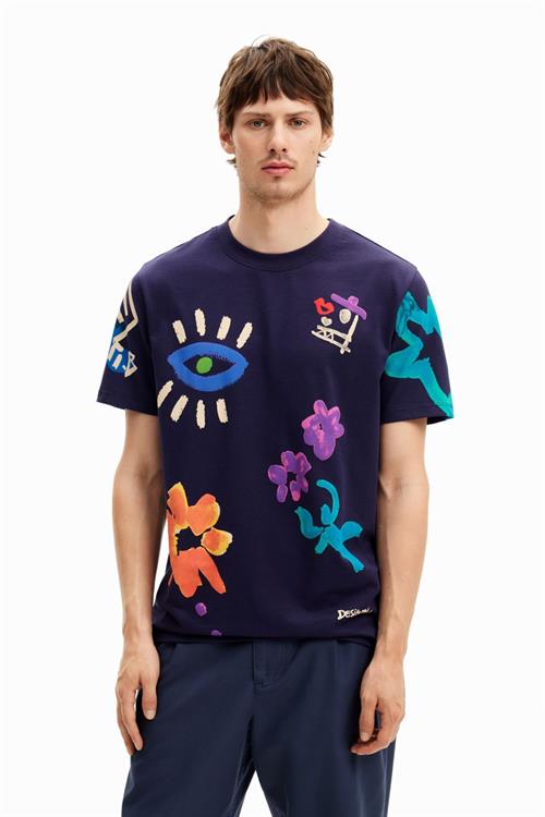 tričko Desigual Illustrated T-shirt navy