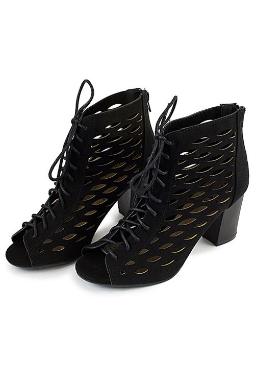 dámské boty Next Společenské černé kotníkové boty s otevřenou špičkou black