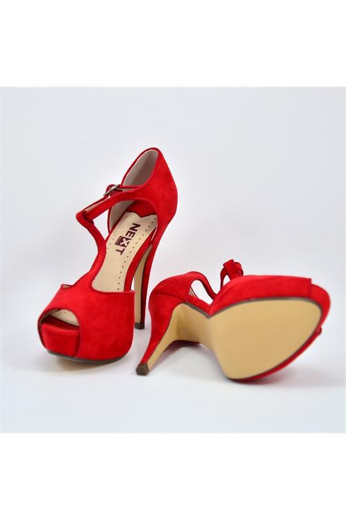 dámske sandále Next Luxusní červené sandály na vysokém jehlovém podpatku red