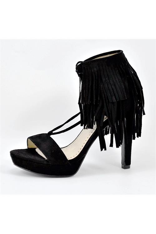 dámske sandále Next Černé sandály s třásněmi black